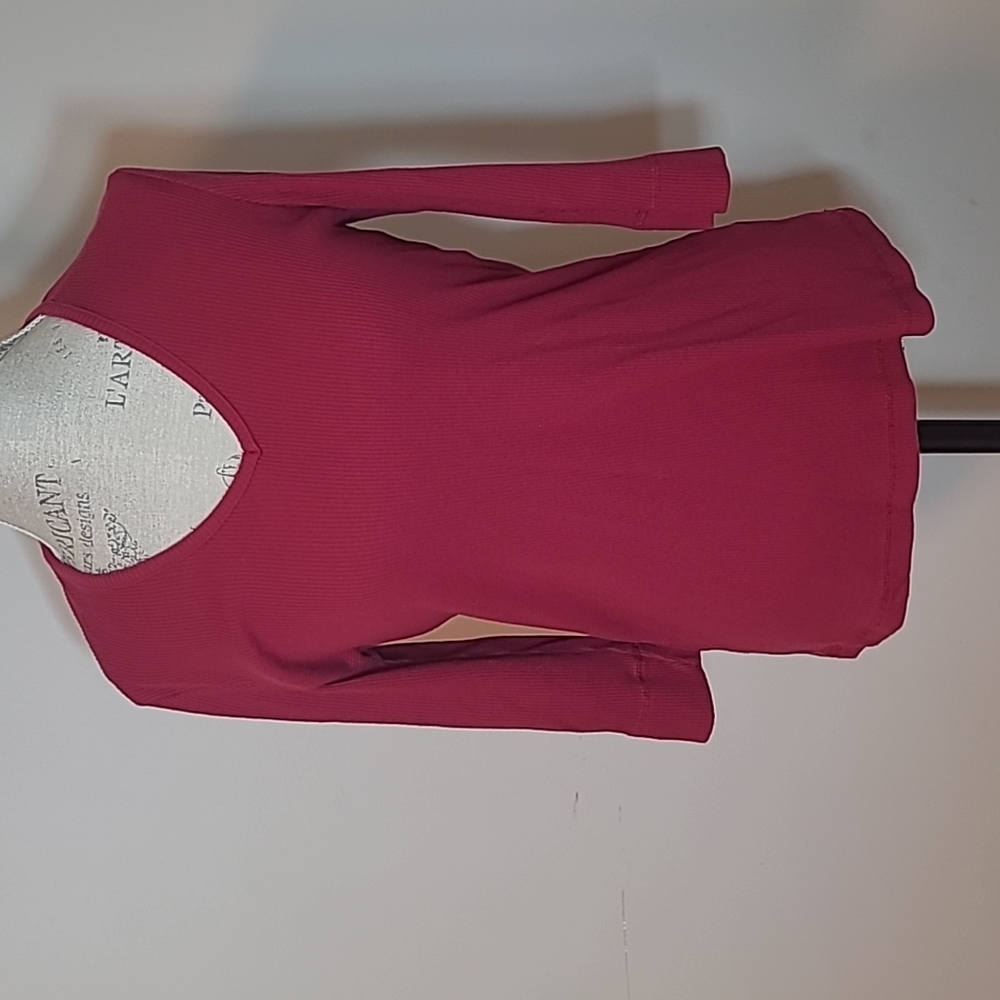 Petite 3/4 length sleeve burgandy top womens Size Lg - Picture 1 of 4